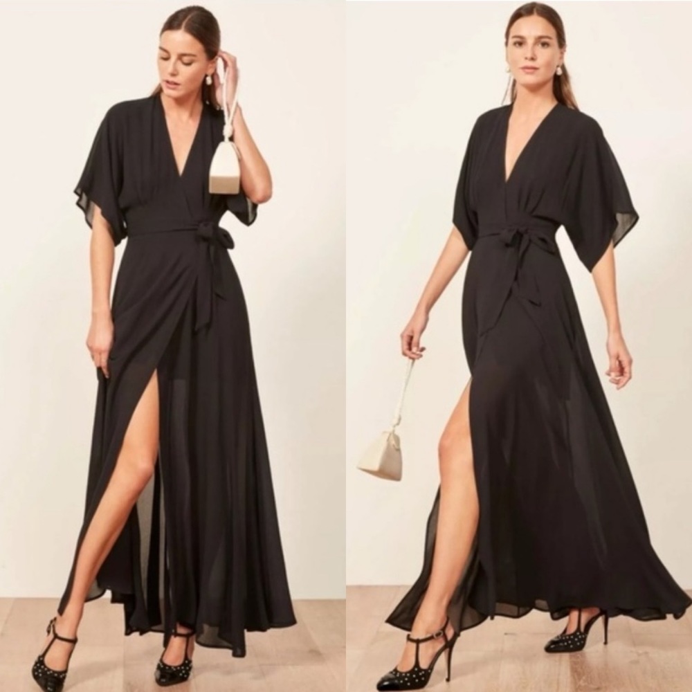 Reformation Winslow Maxi Dress Gown in Black Size Large